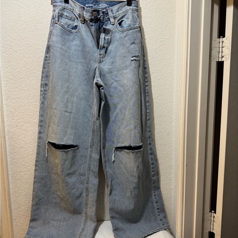 Old Navy Baggy Wide-Leg Non Stretch Jean Women 4 Tall Extra High Rise - Picture 2 of 7